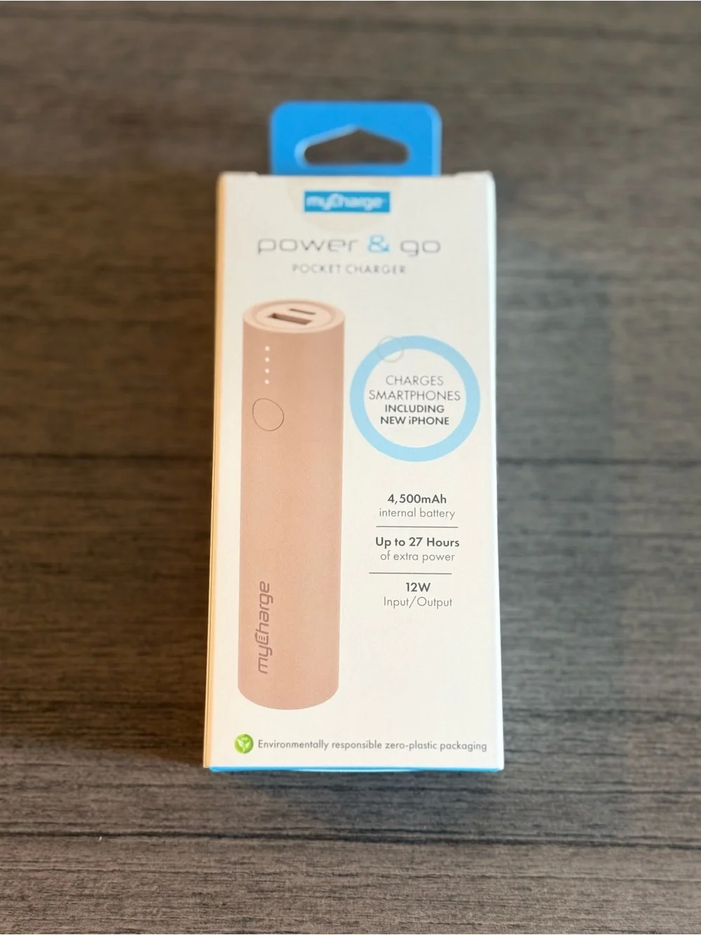 myCharge | Power & Go Pocket Charger | 4500mAh | Rose Gold | NIB